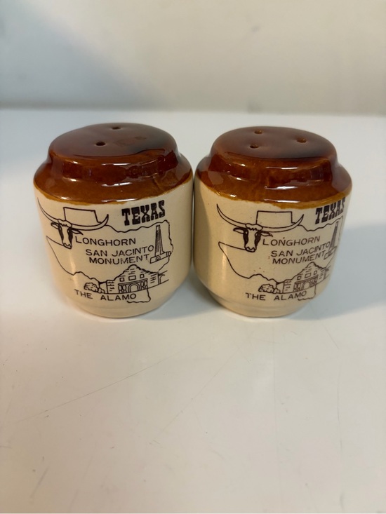 The Unbranded Brand Other - Vintage Texas Souvenir Salt Pepper Shakers Alamo Longhorn San Jacinto Ceramic